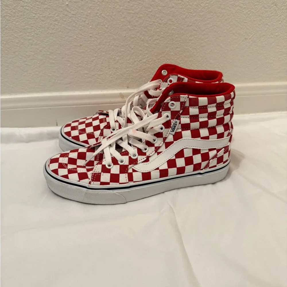 Vans Red Checkered High-Top Sneakers - Picture 2 of 6
